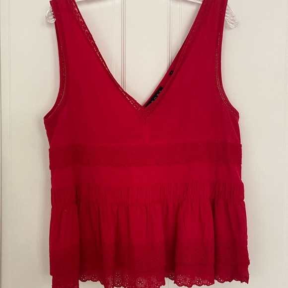 The Kooples Red Peplum Tank Top L - Picture 1 of 4